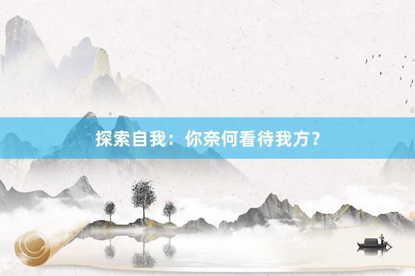 探索自我：你奈何看待我方？